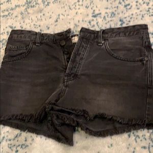 Black denim shorts